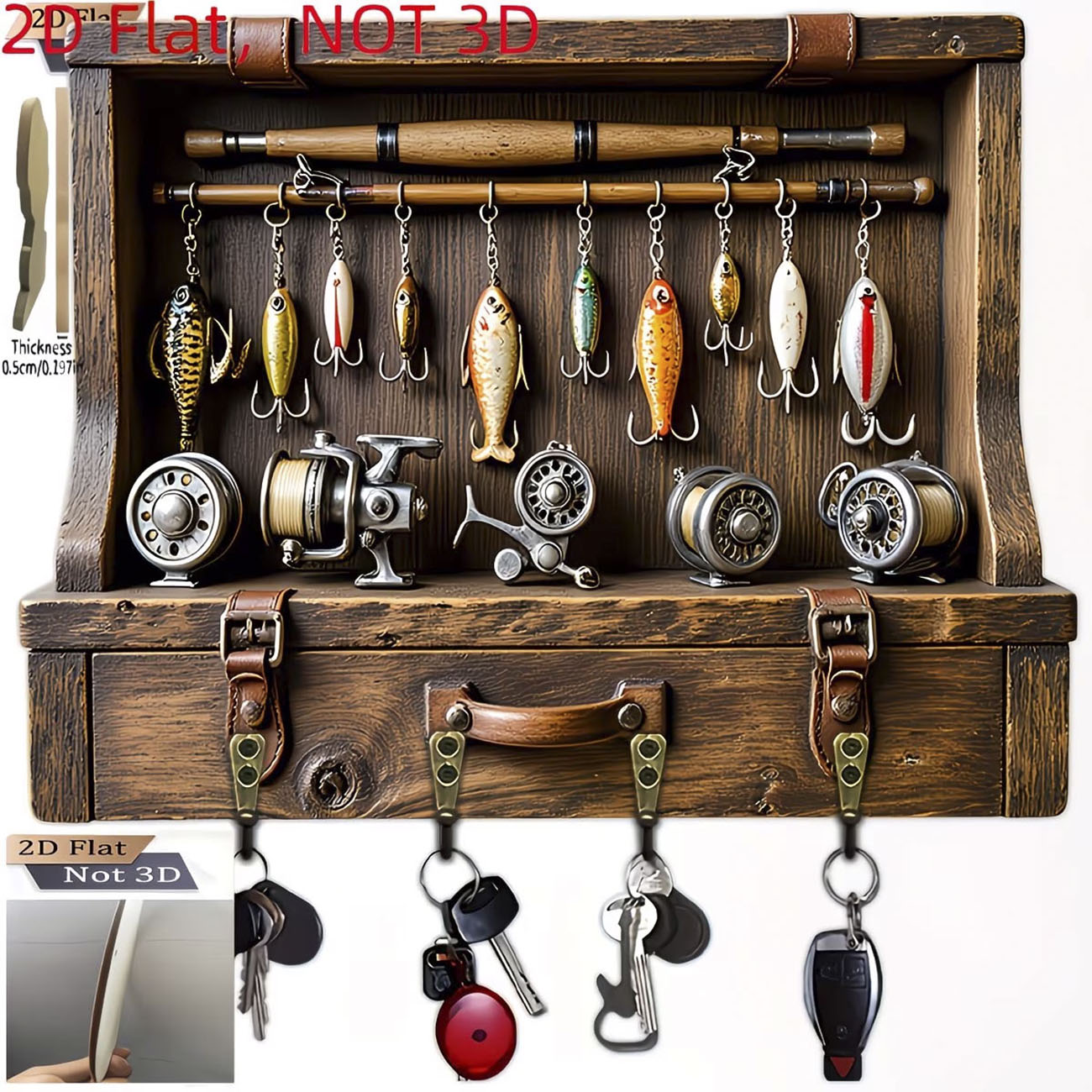 Fishing Rod Combo - Винтажная ключница в виде рыболовной приманки,